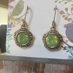 Napier Green and Gold Floral Earrings